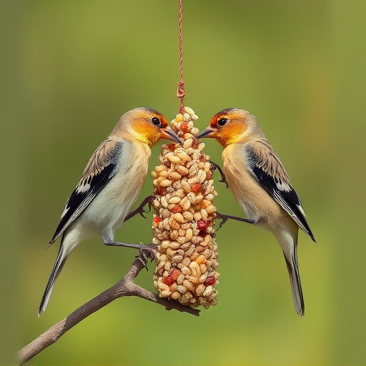 Finches pecking at niger seed mix