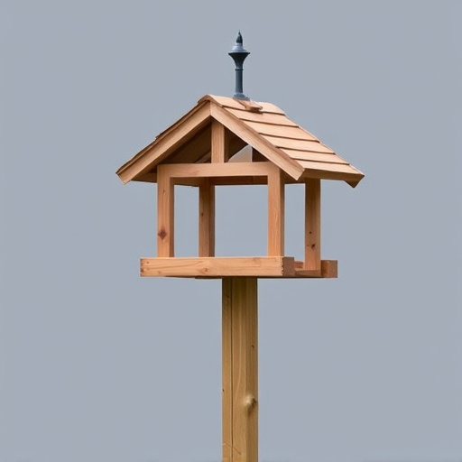 Freestanding bird table with pitched roof