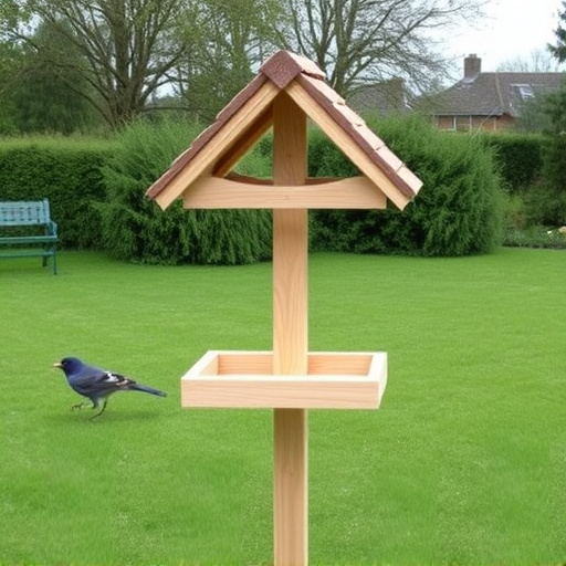 Freestanding bird table with pitched roof