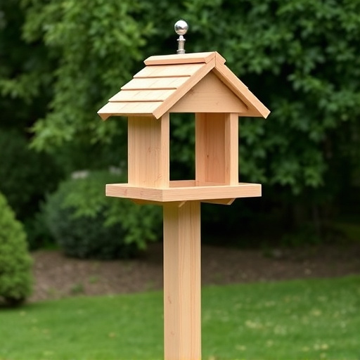 Freestanding bird table with pitched roof
