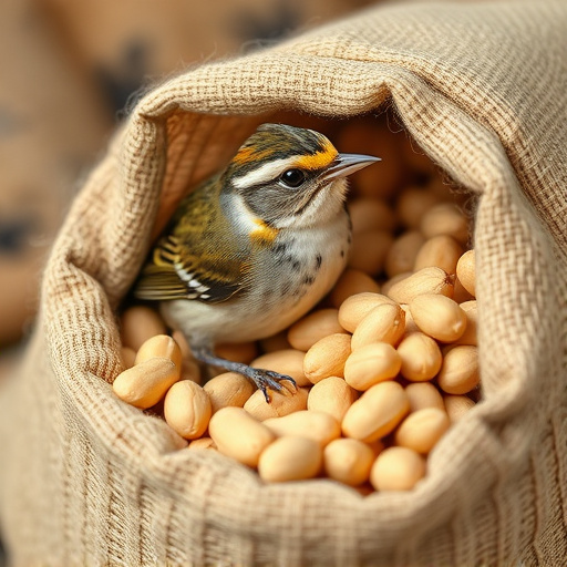 Fresh bird peanuts in rustic storage sack
