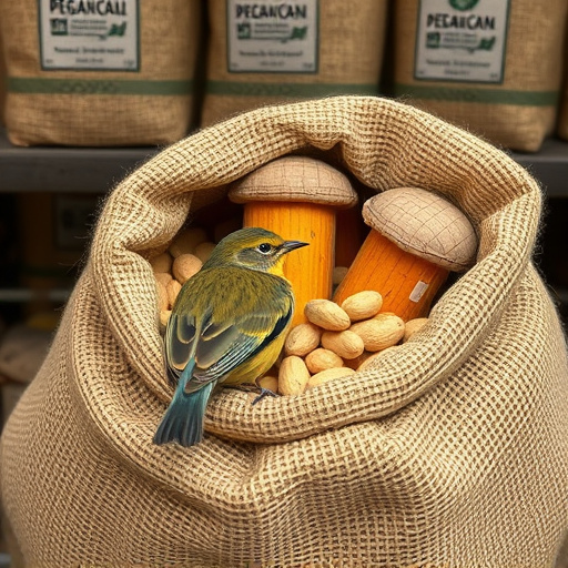 Fresh bird peanuts in rustic storage sack