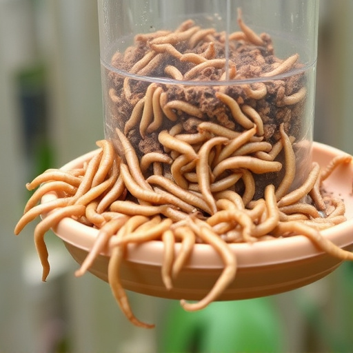 Fresh mealworms on garden bird feeder