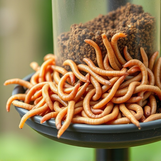 Fresh mealworms on garden bird feeder