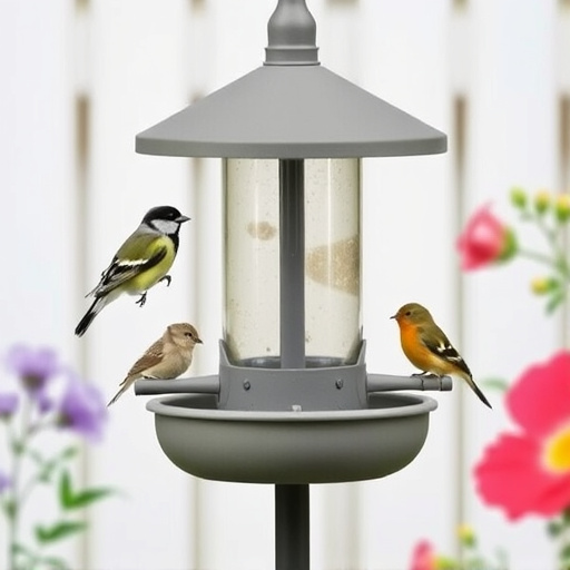 Garden bird feeding station with perches