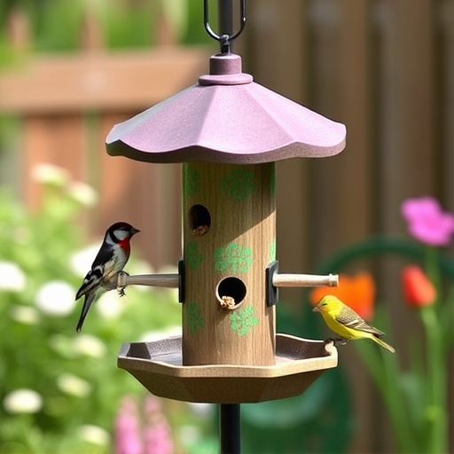 Garden bird feeding station with perches