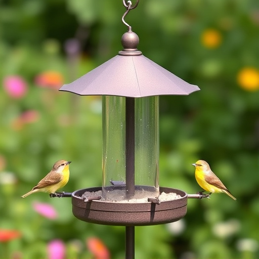 Garden bird feeding station with perches