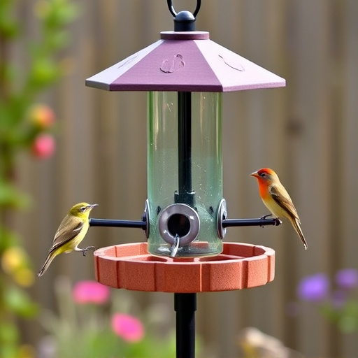 Garden bird feeding station with perches