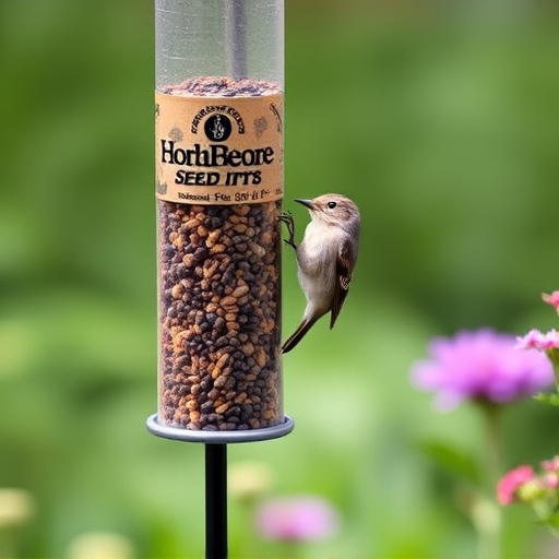 Garden birds at squirrel-resistant seed tube