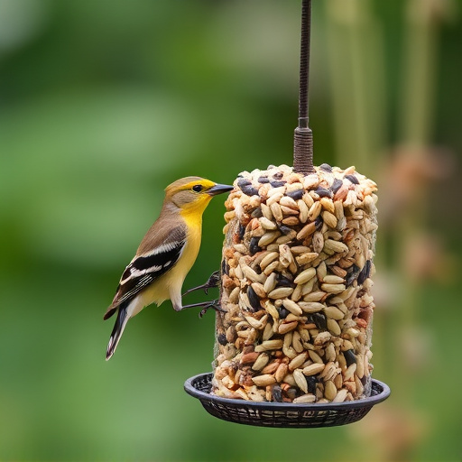 Garden birds feeding on seed mix