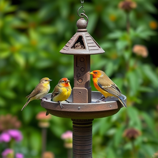 Garden birds on spacious bird table