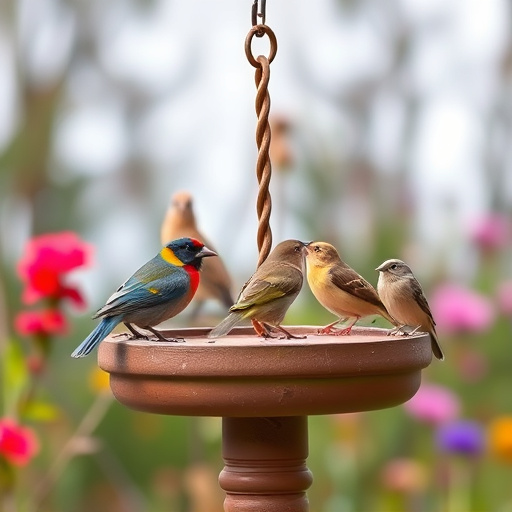 Garden birds on spacious bird table