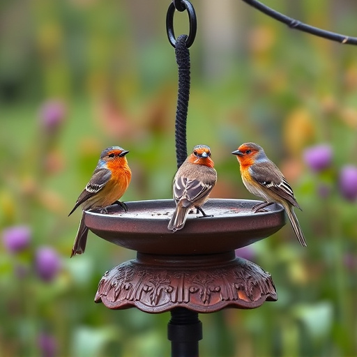 Garden birds on spacious bird table