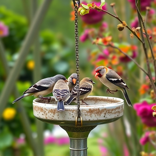 Garden birds on spacious bird table