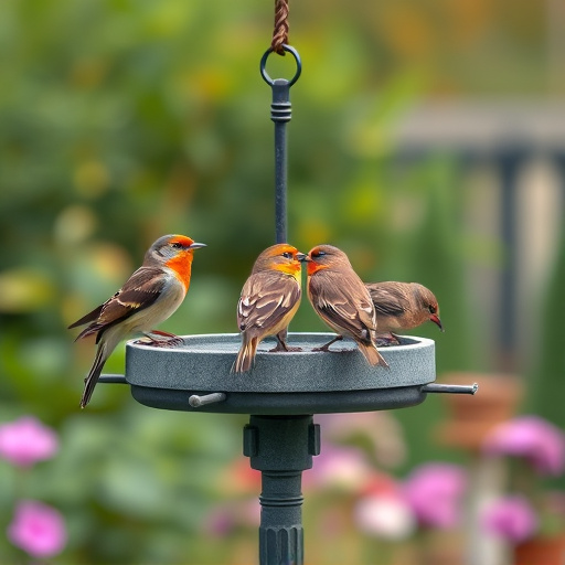 Garden birds on spacious bird table