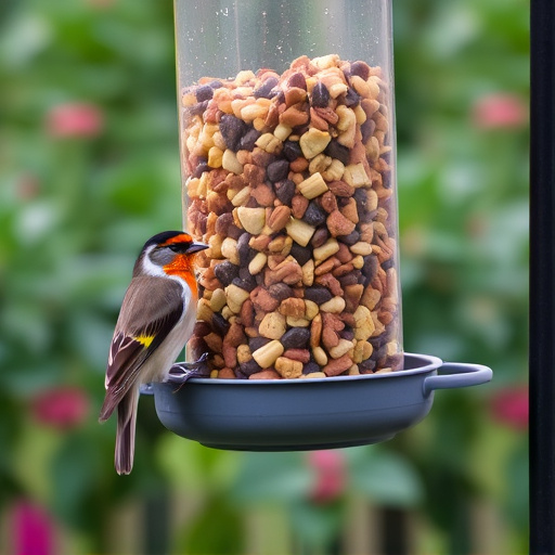 Garden feeder filled with robin-friendly mix