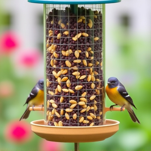Garden feeder filled with robin-friendly mix