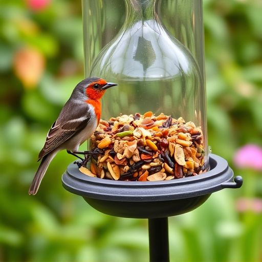 Garden feeder filled with robin-friendly mix