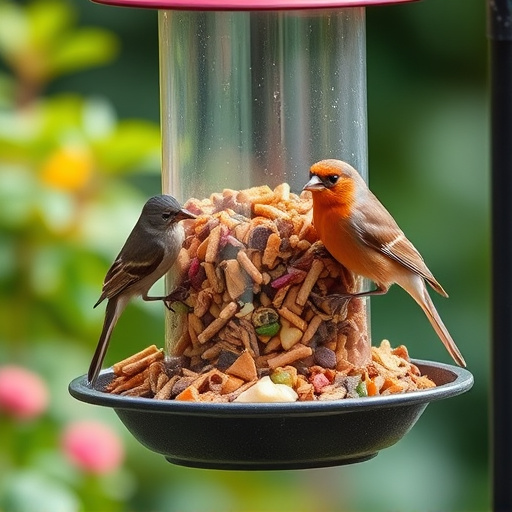 Garden feeder filled with robin-friendly mix