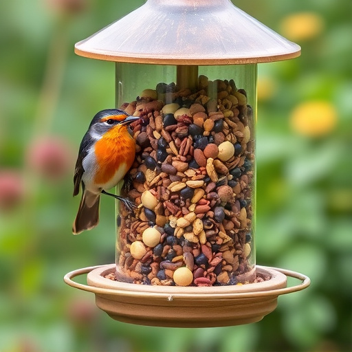 Garden feeder filled with robin-friendly mix