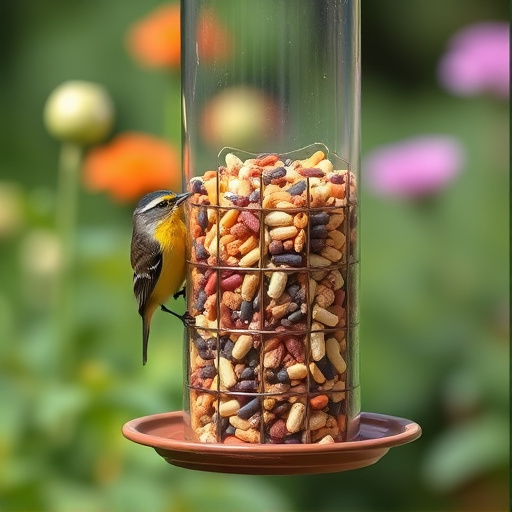 Garden feeder filled with robin-friendly mix