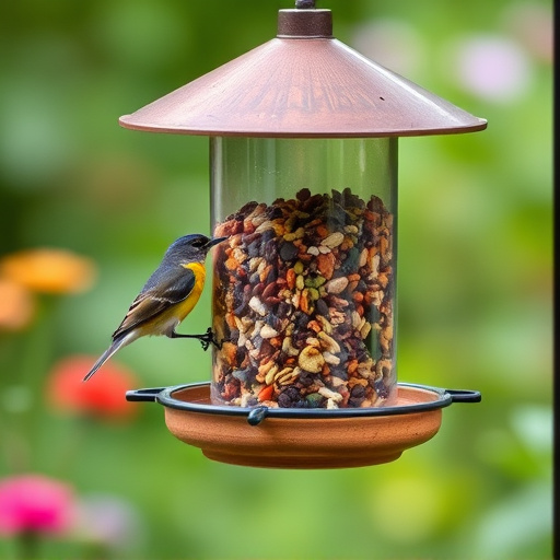 Garden feeder filled with robin-friendly mix