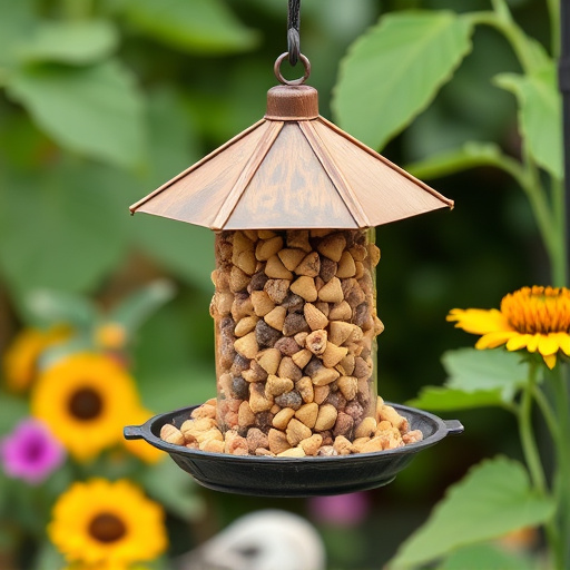 Garden feeder filled with sunflower hearts