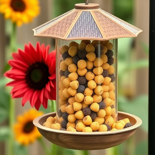 Garden feeder filled with sunflower hearts