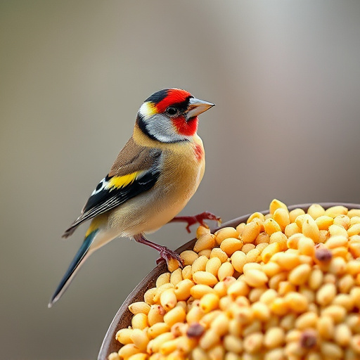 Goldfinch feeding on nyjer seeds