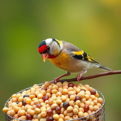Goldfinch feeding on nyjer seeds