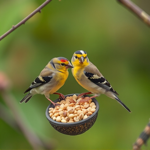 Goldfinch feeding on nyjer seeds