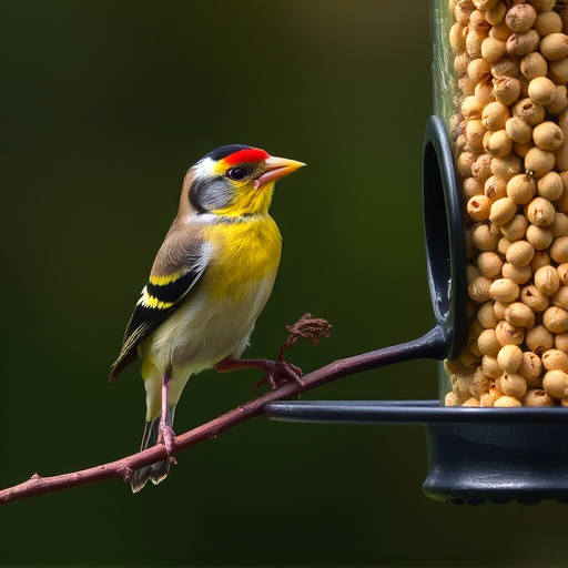 Goldfinch feeding on nyjer seeds