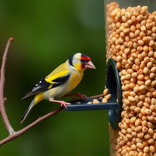 Goldfinch feeding on nyjer seeds