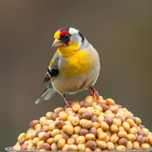 Goldfinch feeding on nyjer seeds