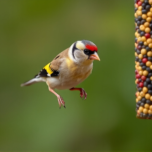 Goldfinch feeding on nyjer seeds