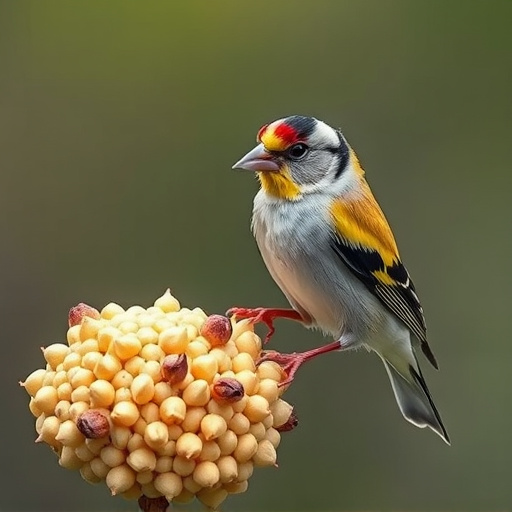 Goldfinch feeding on nyjer seeds