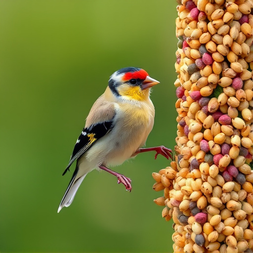 Goldfinch feeding on nyjer seeds