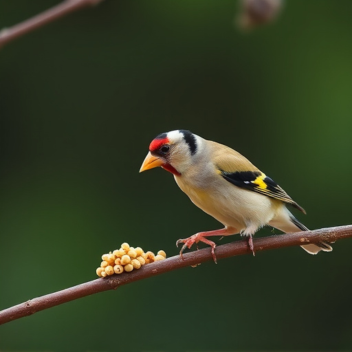 Goldfinch feeding on nyjer seeds