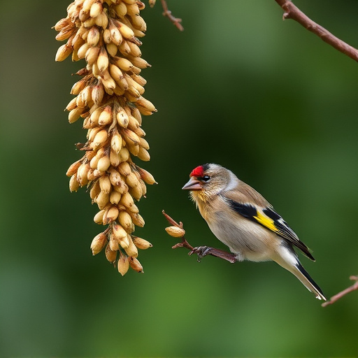 Goldfinch feeding on nyjer seeds