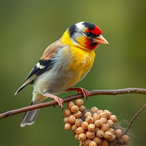 Goldfinch feeding on nyjer seeds