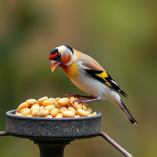 Goldfinch feeding on nyjer seeds