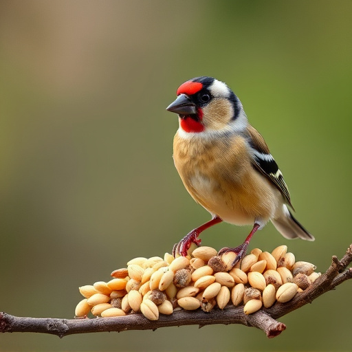 Goldfinch feeding on nyjer seeds