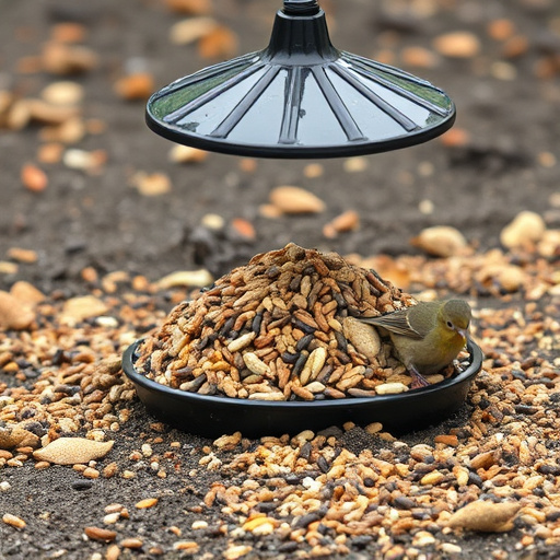 Ground feeder with mixed birdseed pile