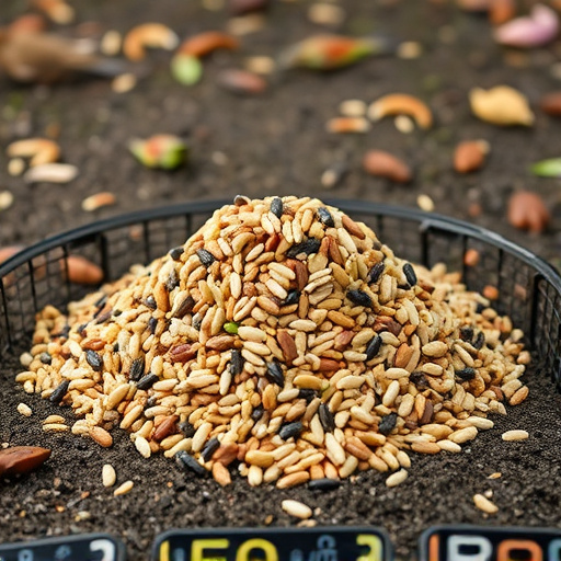 Ground feeder with mixed birdseed pile