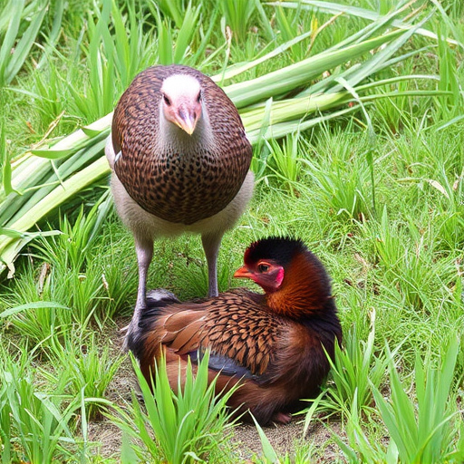 Ground-level feeder surrounded by grass