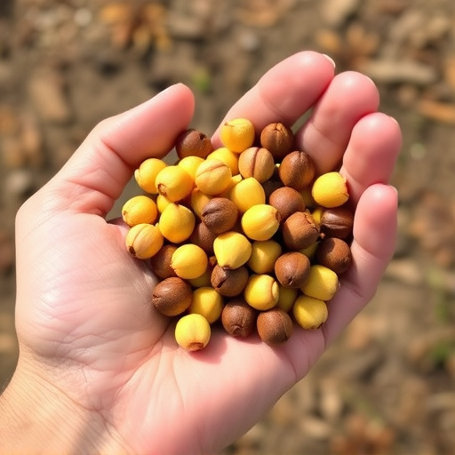 Hand holding handful of sunflower hearts