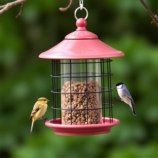 Hanging bird feeder with squirrel guard