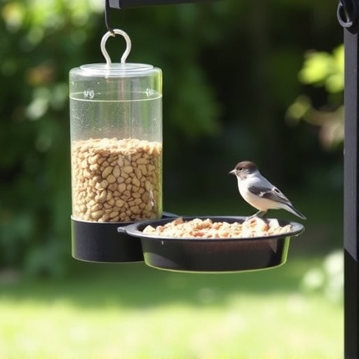Hanging feeder with waste-catching tray