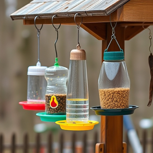 Hanging feeders attached to feeding station