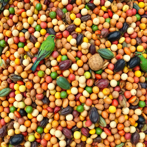 Heap of colourful wild bird seeds